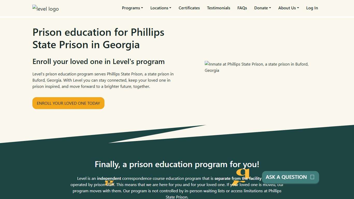Prison Education For Phillips State Prison - Level