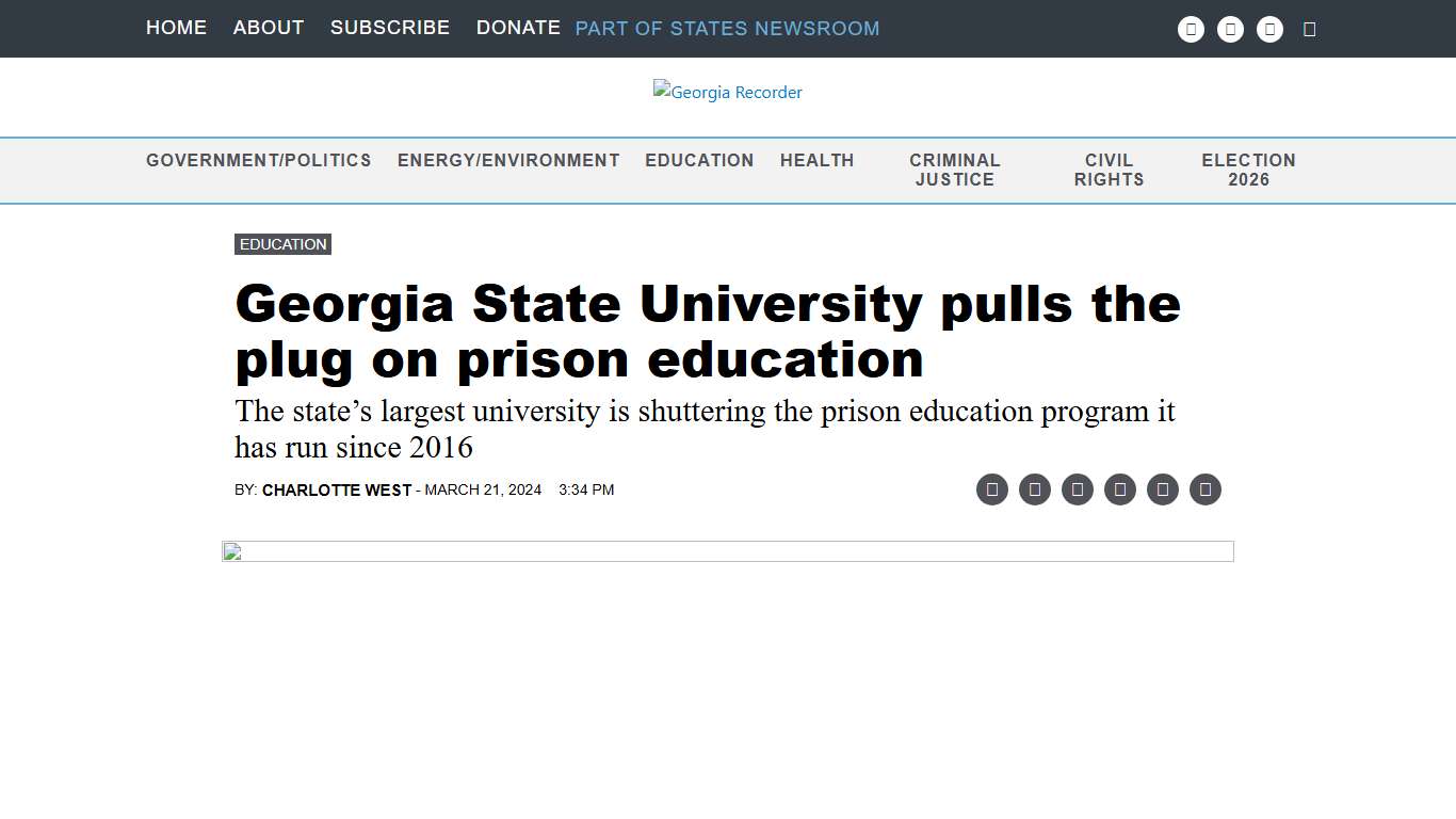 Georgia State University pulls the plug on prison education • Georgia Recorder